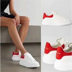Alexander McQueen Platform Sneakers in White and Red